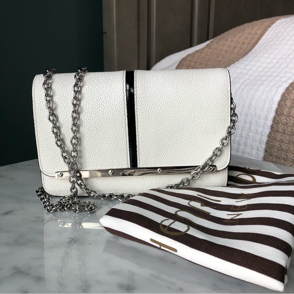 Henri Bendel White Leather Crossbody Handbag with Silver Details - Picture 3 of 15